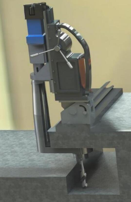Close-up of an Inclined Hole and Internal Cavity Drilling & Reaming Machine head