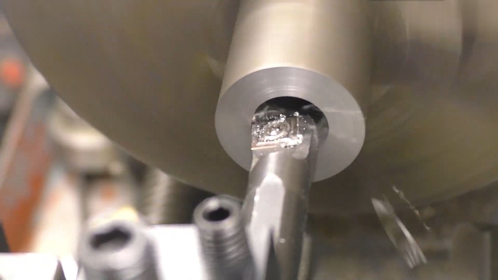 CNC Horizontal Boring Machine working on a fine small workpiece.