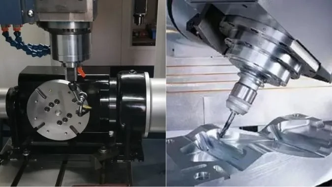 Trunnion-Type 5-Axis Machining Center on the left and Swivel-Head 5-Axis Machining Center on the right