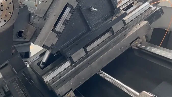 Close-up of an Interpolated Y-axis turn-mill center basic structure