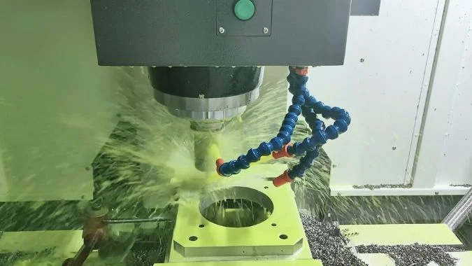 Closeup of a VMC machining