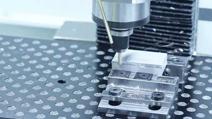 Closeup of CNC machining center machining