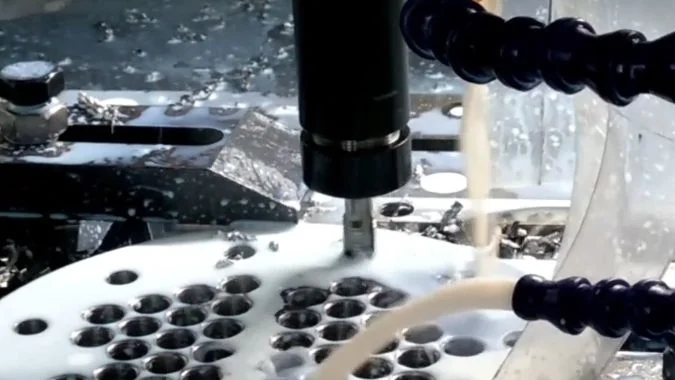 Closeup of CNC Drilling Machine spindle