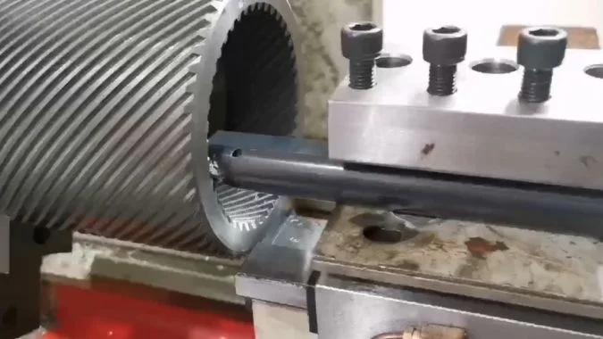 Close up of cnc whirling machine
