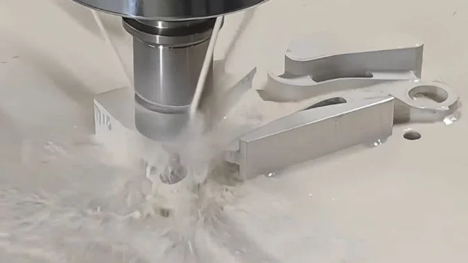 CNC Machining center working with coolant