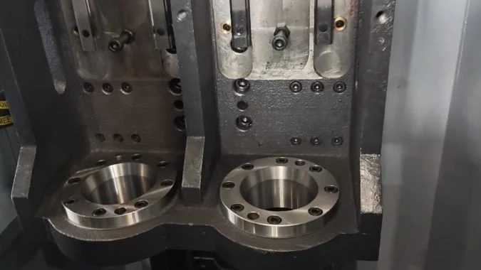 Closeup of Inverted Deep Hole Drilling Machine