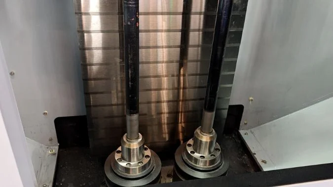 Closeup of Inverted Deep Hole Drilling Machine