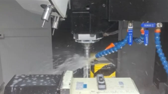 Closeup of Tapping center machining