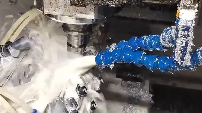 Closeup of tapping center machining