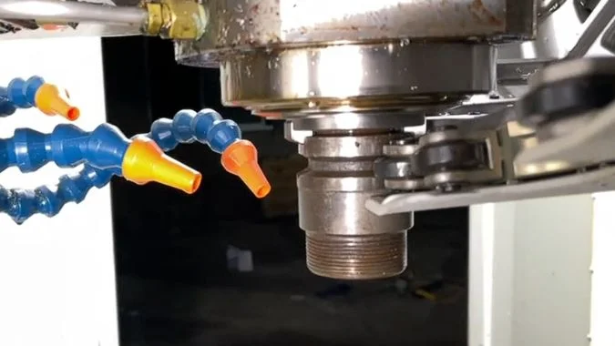 Closeup of Tapping center spindle while change tool