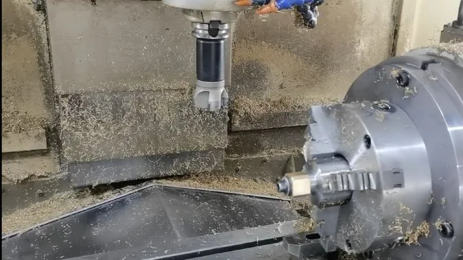 CNC machine about to cut a metal workpiece