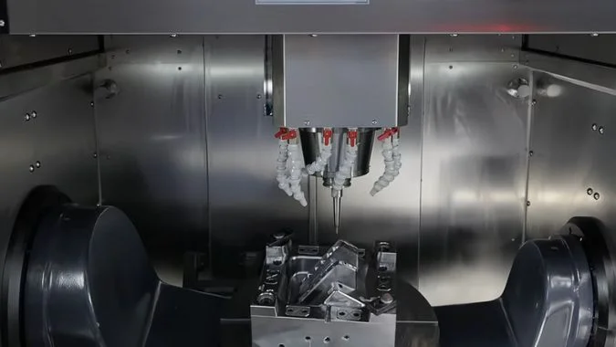 Closeup of five-axis machining