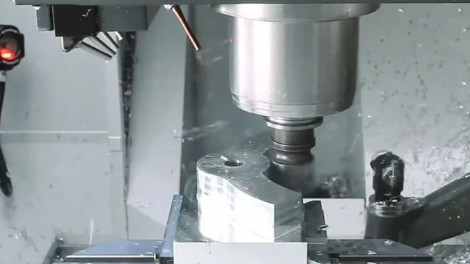 Closeup of cutting tools in five-axis machining