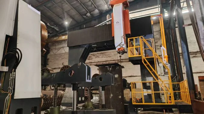 A CNC gantry drilling machine in our client workshop