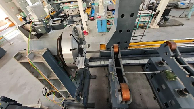 Top view of CNC drum drilling machine