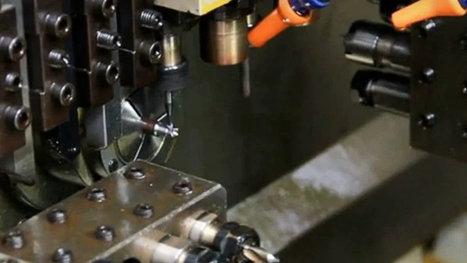 B-axis Swiss lathe machining a Medical Bone Screw
