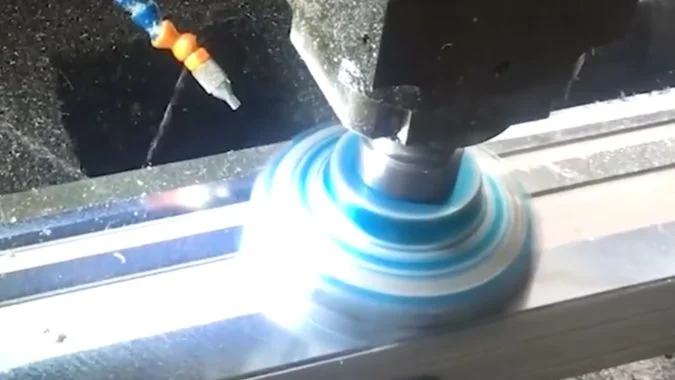 Aluminum profile being machined