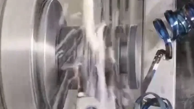 Lathe machining with coolant